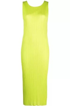PLEATS PLEASE ISSEY MIYAKE Vestido midi con cuello redondo