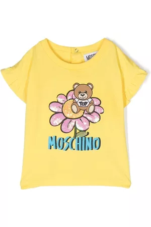 Camiseta con motivo de tul y lentejuelas de frutas amarilla niña