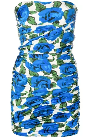 Serafini Vestido corto fruncido con estampado floral