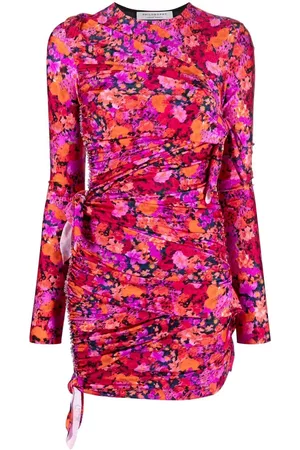 Serafini Vestido corto fruncido con estampado floral