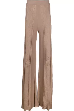 Marine Serre Pantalones de punto calado neutral