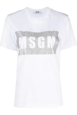 Msgm Camiseta con logo de purpurina