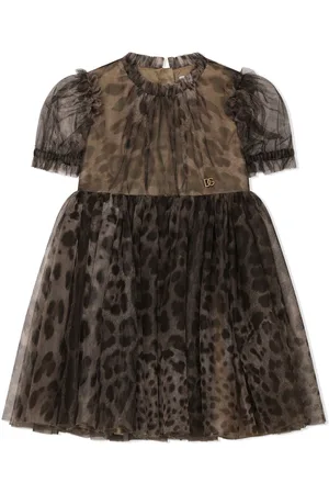 Dolce & Gabbana Vestido de tul con estampado de leopardo