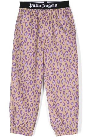 Palm Angels Pantalones de chándal rectos con estampado de leopardo