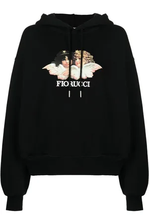 Sudadera roja con capucha y estampado de ángeles vintage de Fiorucci 