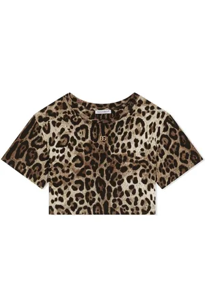 Dolce & Gabbana Camiseta corta con estampado de leopardo