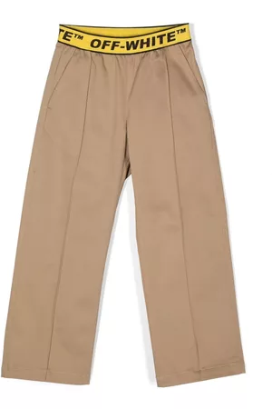 OFF-WHITE Pantalones rectos con logo en la cinturilla