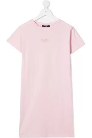 Balmain Vestido estilo camiseta con logo bordado