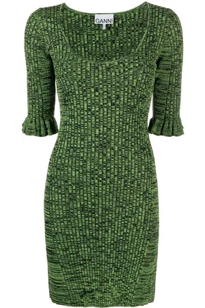Ganni Vestido corto de manga con volantes
