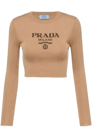 Prada Top con logo en intarsia
