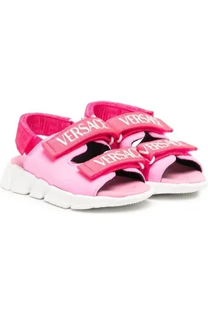 VERSACE Sandalias con cierre autoadherente y logo estampado