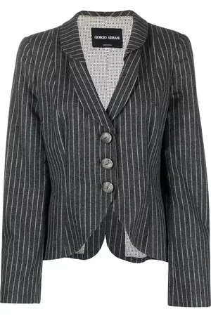 Giorgio Armani Blazer a rayas diplomáticas con solapas de muesca 1990