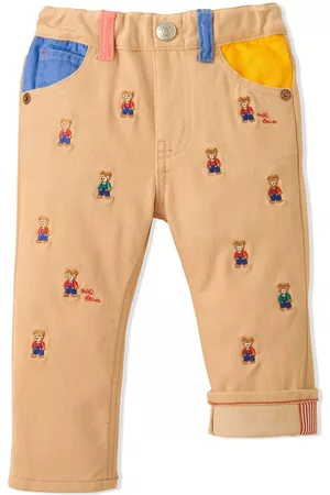 Miki House Pantalones rectos con motivo bordado