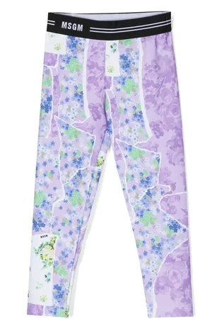 Msgm Leggins con motivo floral y logo