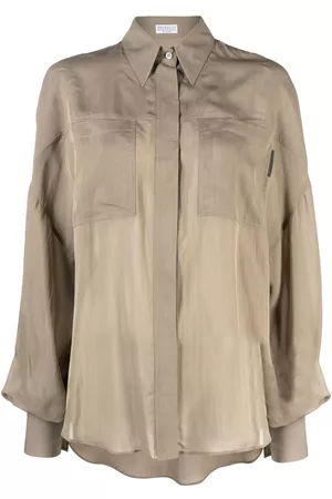 Brunello Cucinelli Blusa semitranslúcida con manga larga