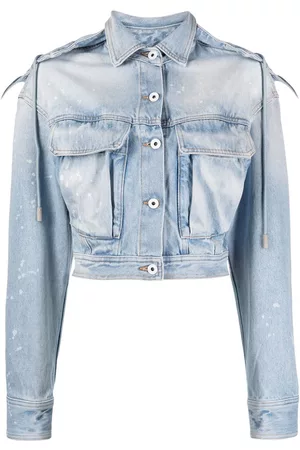 OFF-WHITE Chaqueta vaquera corta con efecto envejecido