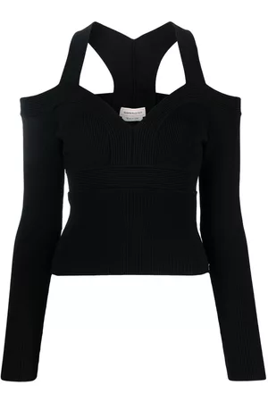 Alexander McQueen Top de punto con hombros descubiertos
