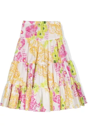 VERSACE Falda con estampado floral y pliegues