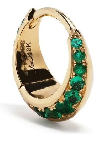 Lizzie Mandler Aros Small Crescent en oro amarillo de 18kt con esmeralda