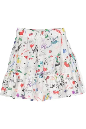 Msgm Falda con estampado gráfico y volantes
