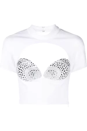 AREA Camiseta Mussel Cup con detalles de cristales