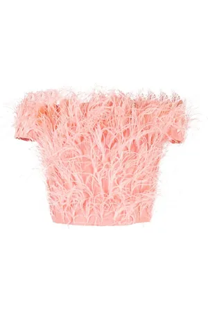 Cult Gaia Top corto con detalle de plumas