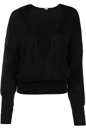 Saint Laurent Top de punto con escote pronunciado en V