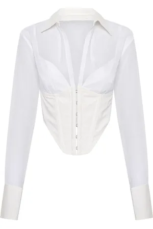 DION LEE Camisa Grid tipo corsé