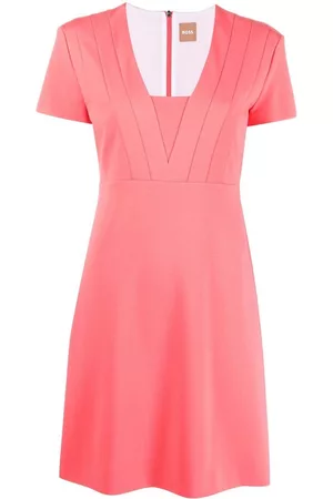 HUGO BOSS Vestido corto con cuello cuadrado
