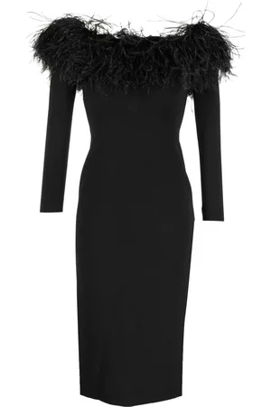Elie saab Vestido con hombros descubiertos y ribete de plumas
