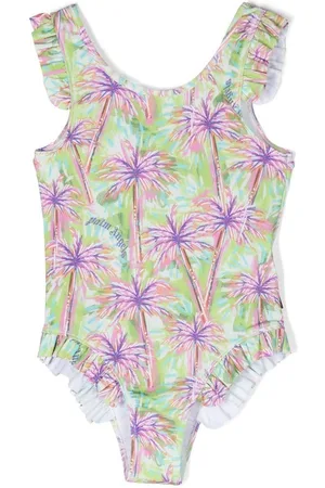 Palm Angels Bañador con volantes y diseño de palmera
