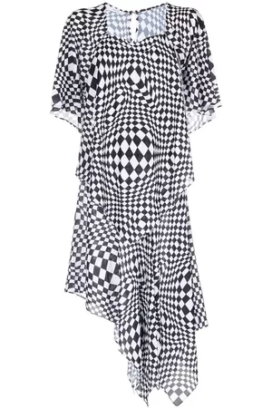 pushBUTTON Vestido asimétrico con motivo geométrico