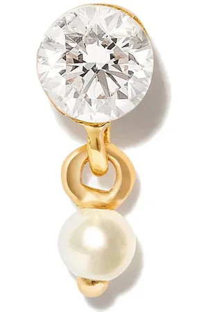 Maria Tash Pendiente en oro amarillo de 18kt con perlas y diamantes