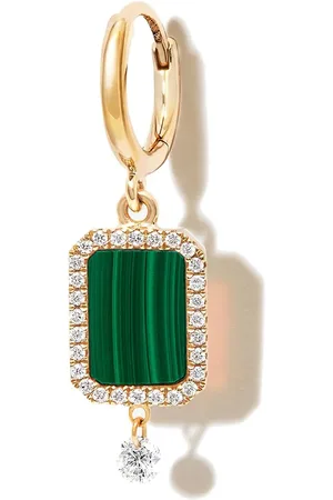 PERSÉE Pendiente en oro amarillo de 18kt con diamante y malaquita