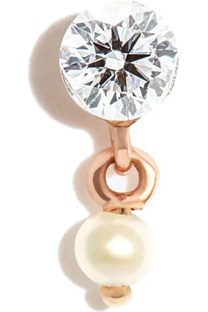 Maria Tash Pendiente en oro de 18kt con diamante y perla