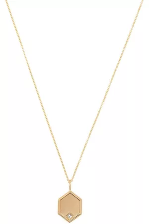 Lizzie Mandler Collar Hexagon en oro amarillo de 18kt con diamantes y charm