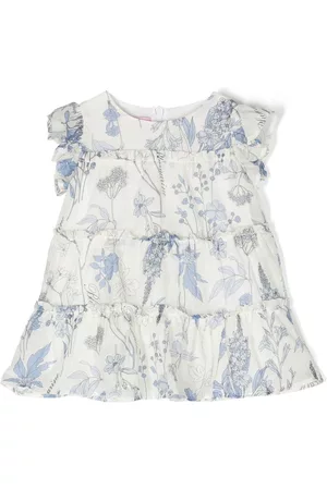 MISS BLUMARINE Vestido con volantes y estampado floral