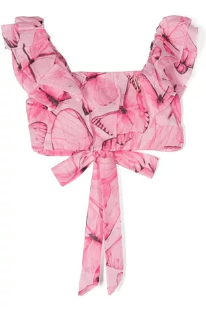 MISS BLUMARINE Blusa corta con mariposa estampada