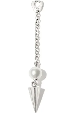 Maria Tash Pendiente Spike en oro blanco de 18kt con perla