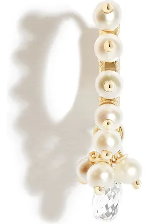 Maria Tash Aros en oro amarillo de 18kt con diamantes y perlas