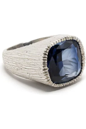 Bleue Burnham Anillo con sello con zafiro en plata de ley