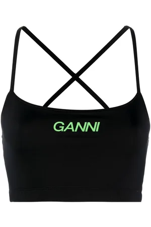 Ganni Top corto con logo estampado