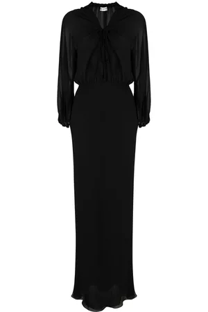 Saint Laurent Vestido largo con panel traslúcido