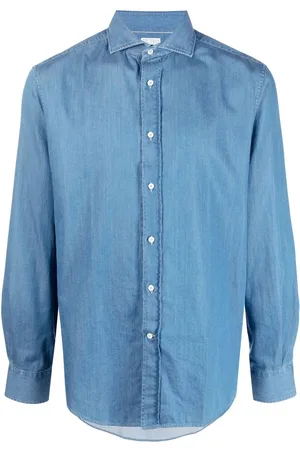 Brunello Cucinelli Camisa vaquera con cuello italiano
