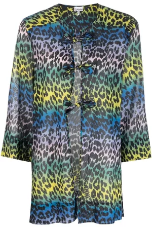 Ganni Blusa con estampado de leopardo