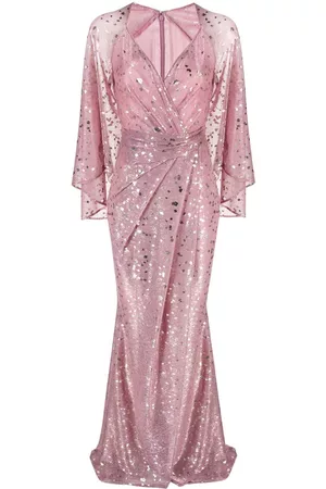 TALBOT RUNHOF Vestido de fiesta drapeado con cuello en V
