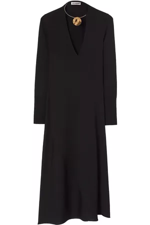 Jil Sander Vestido de punto con cuello enjoyado
