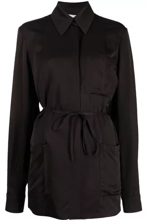Jil Sander Sobrecamisa de satén con cintura lazada