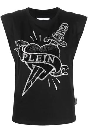 Philipp Plein Top con detalles de cristales y logo