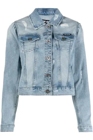 DKNY Chaqueta vaquera corta con detalles rasgados